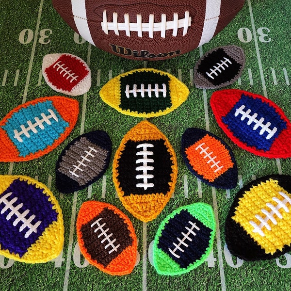 Football Applique in Two Sizes Crochet Pattern - Football Crochet Pattern - Sports Applique Crochet Pattern - Instant Download PDF