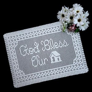 God Bless Our Home Crochet Doily Pattern – Version 2 - Large Filet Design (PDF Pattern)