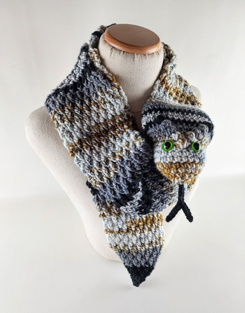 Snake Scarf in Two Sizes Crochet Pattern Child and Adult Sizes Animal Scarf Crochet Pattern Winter Scarf Instant Download PDF image 1