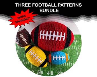 Three Football Patterns Bundle - Football Crochet Patterns - Pillow - Pillows - Amigurumi - Sport - Game - Foot Ball - Instant Download PDF