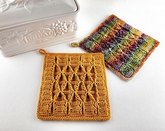Smocked Potholder Crochet Pattern - Smocked Pot Holder Crochet Pattern - Smocked Hotpad Crochet Pattern - Trivet - Instant Download PDF