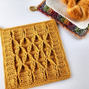 Smocked Potholder Crochet Pattern Smocked Pot Holder Crochet Pattern Smocked Hotpad Crochet Pattern Trivet Instant Download PDF image 5