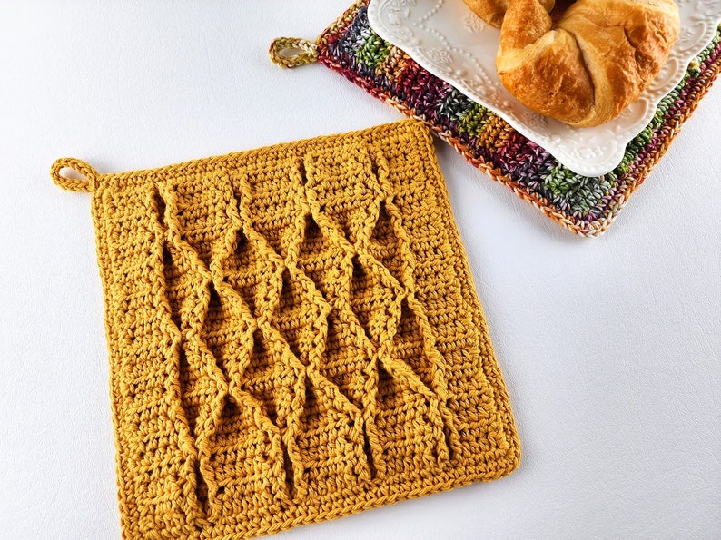 Smocked Potholder Crochet Pattern Smocked Pot Holder Crochet Pattern Smocked Hotpad Crochet Pattern Trivet Instant Download PDF image 5