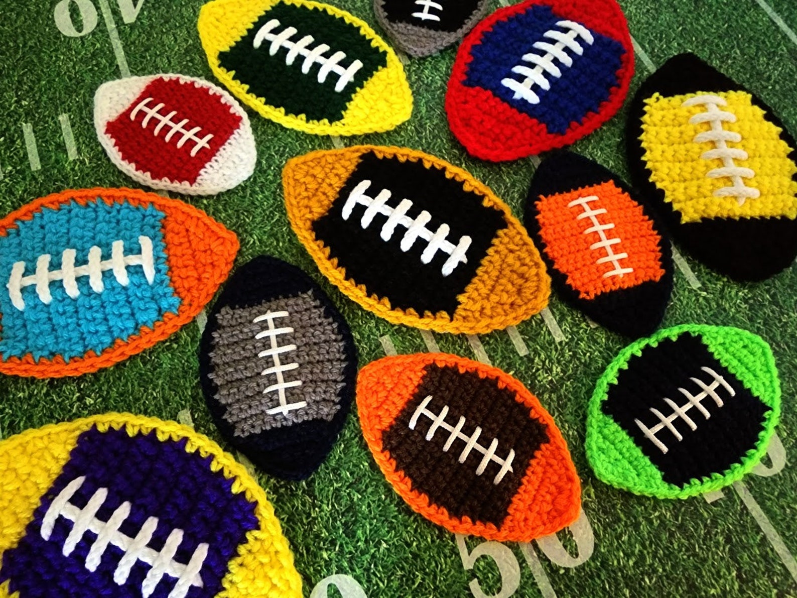 Crochet Football Tree Football Applique in Two Sizes Crochet Pattern - Football Crochet ...