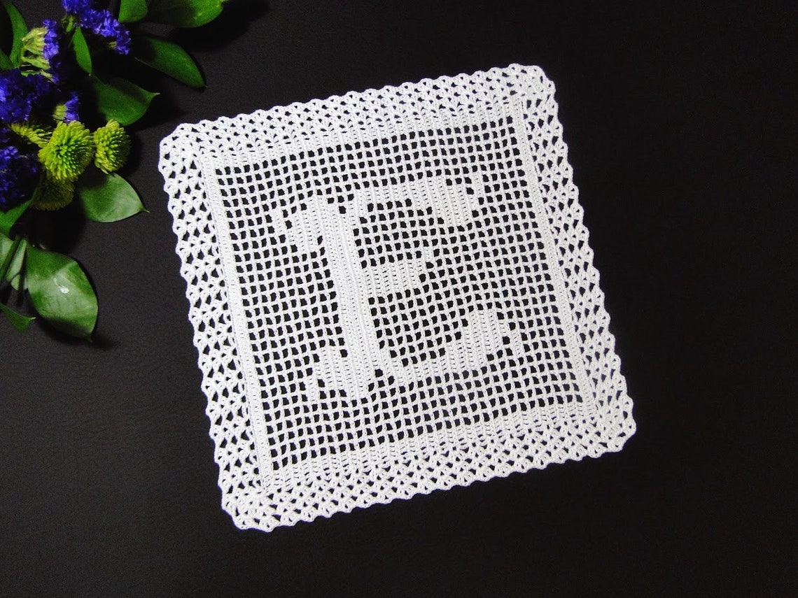 Monogram Placemat and Doily Crochet Pattern - Monogram Doily - Name ...