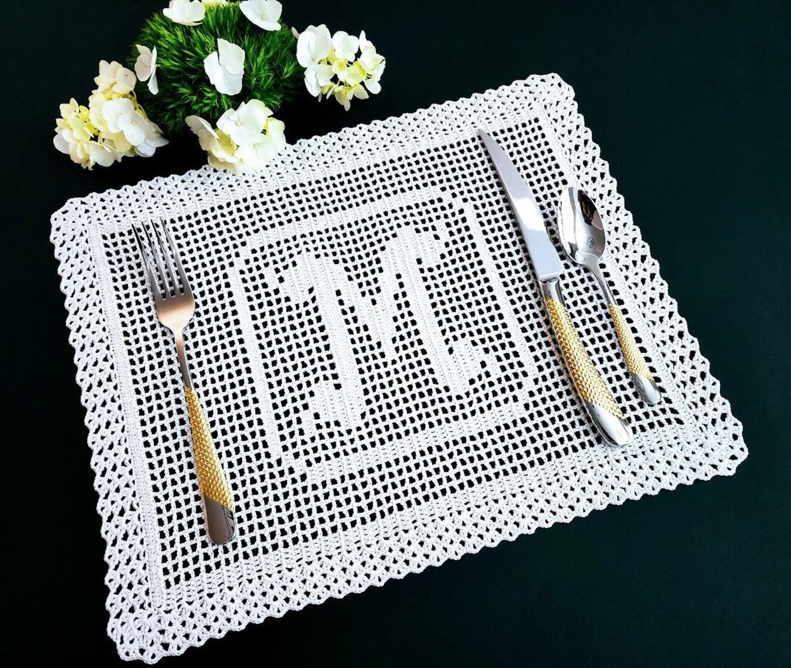 Monogram Placemat and Doily Crochet Pattern - Monogram Doily - Name ...