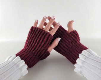 Knit Look Fingerless Gloves Crochet Pattern - Women's and Men's Sizes - Knit Look Texting Gloves - Wrist Warmers - Instant Download PDF