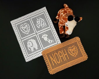 Safari Name and Character Doilies Crochet Pattern - Personalized Name Doily - Elephant - Giraffe - Lion - Zebra - Instant Download PDF