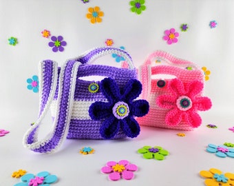 Flower Purse Crochet Pattern - Daisy Purse - Daisy Applique Crochet Pattern - Flower Applique Crochet Pattern - Instant Download PDF