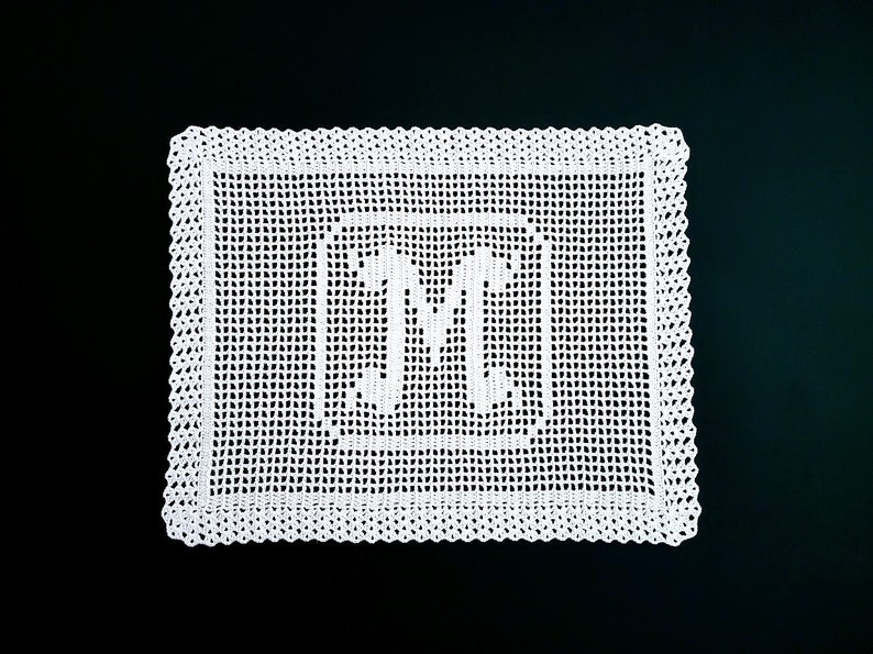 Monogram Doily and Placemat Crochet Pattern Monogram Placemat Name Doily Pattern Fillet Crochet Pattern Instant Download PDF image 9