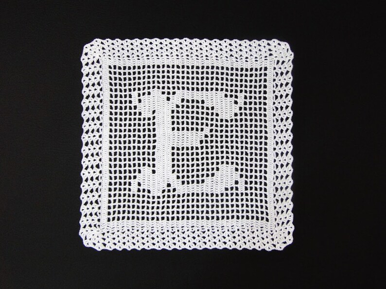 Monogram Doily and Placemat Crochet Pattern Monogram Placemat Name Doily Pattern Fillet Crochet Pattern Instant Download PDF image 7