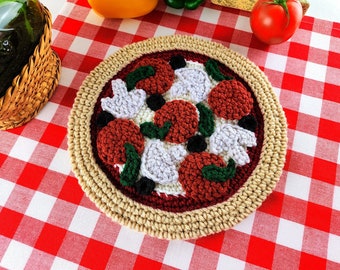 Pizza Potholder Crochet Pattern - Pizza Pot Holder Crochet Pattern - Pizza Hotpad Pattern - Food Crochet Pattern - Instant Download PDF