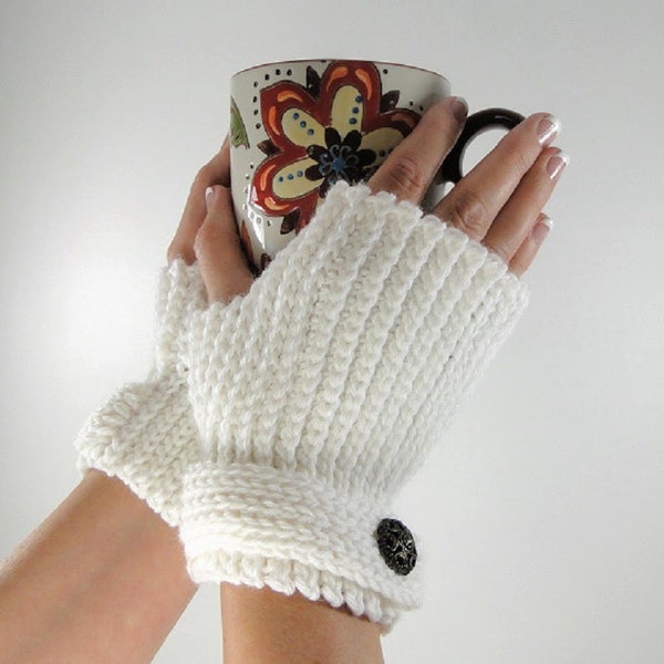 Knit Look Fingerless Gloves Crochet Pattern - Women's and Men's Sizes - Knit Look Texting Gloves - Wrist Warmers - Instant Download PDF