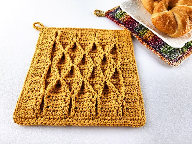 Smocked Potholder Crochet Pattern Smocked Pot Holder Crochet Pattern Smocked Hotpad Crochet Pattern Trivet Instant Download PDF image 9