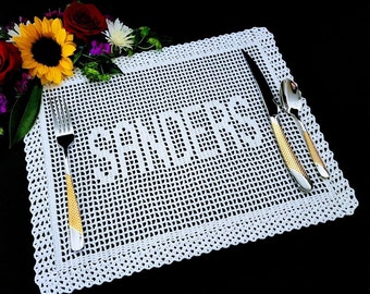 Placemat Crochet Pattern - Personalized Name Placemat Crochet Pattern - Personalized Name Doily - Kitchen Dining Decor -Instant Download PDF