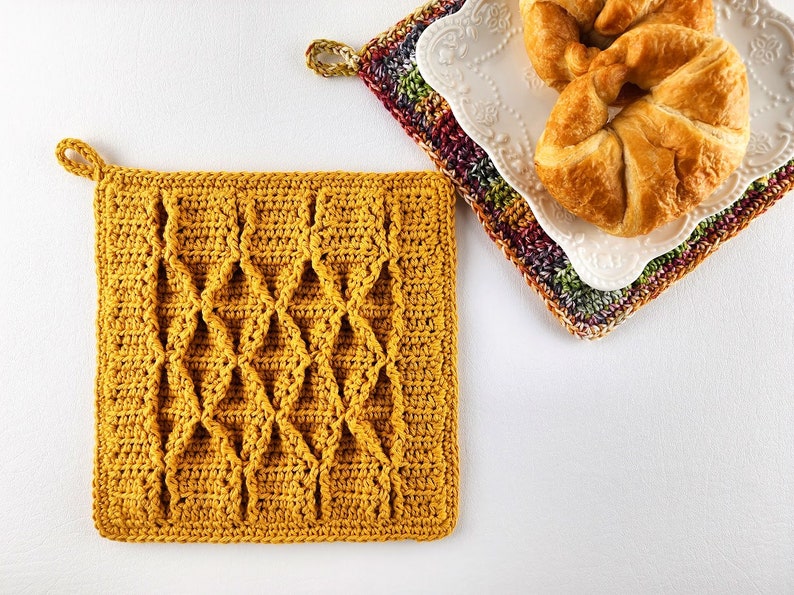 Smocked Potholder Crochet Pattern Smocked Pot Holder Crochet Pattern Smocked Hotpad Crochet Pattern Trivet Instant Download PDF image 4