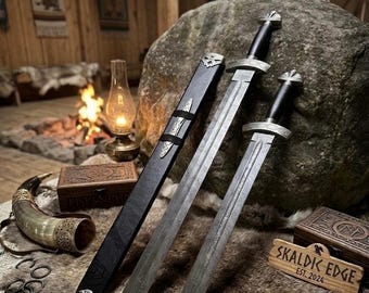 Custom Handmade Viking Real Damascus Black Northman Replica Sword | Viking Medieval Sword  Anniversary and Groomsmen gift Black Nordic Sword