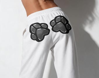 Damen schwarze Pfotenabdruck-Pyjama-Hose AOP Haustier-Liebhaber-Geschenk Gemütliche Lounge-Schlafhose