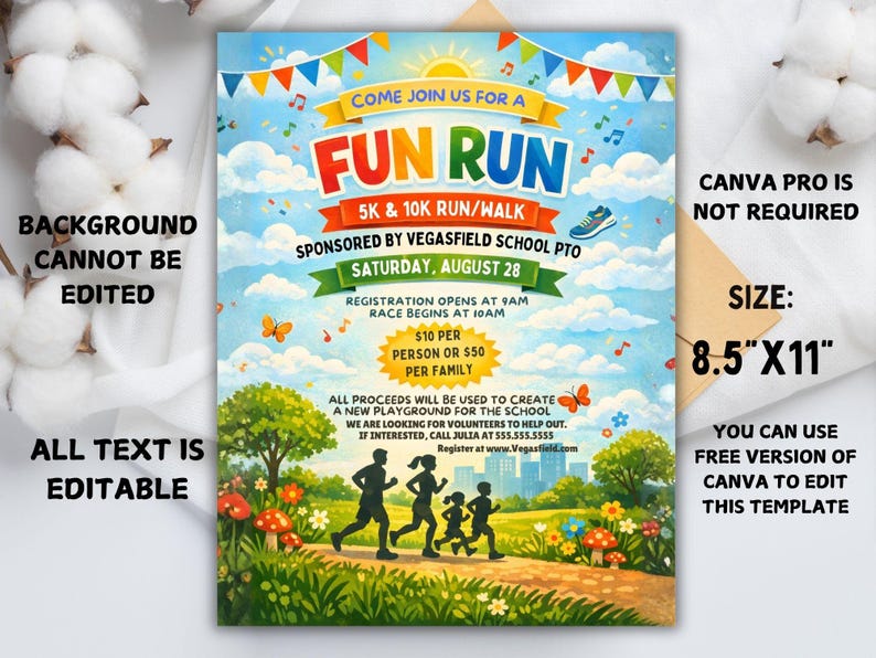 Editable Fun Run Flyer Template: Race Event Poster (canva Download) - Etsy