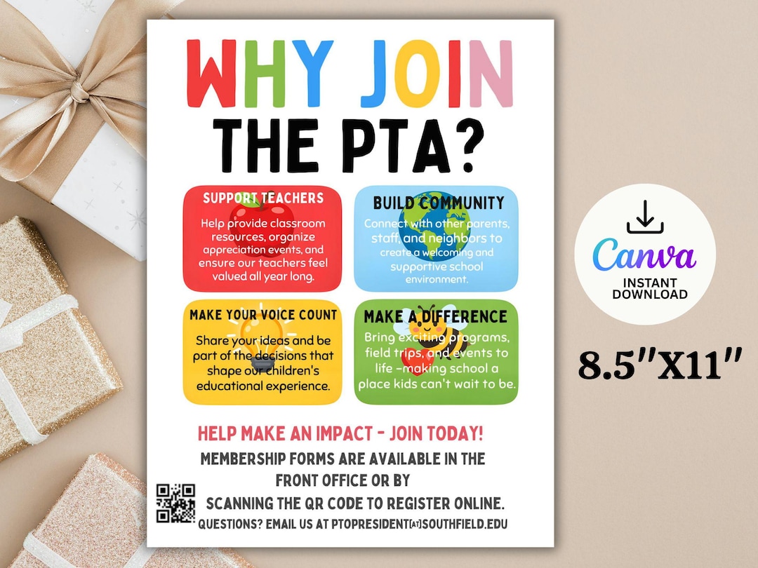 Editable Why Join the PTA Flyer: School Recruitment Poster (canva ...