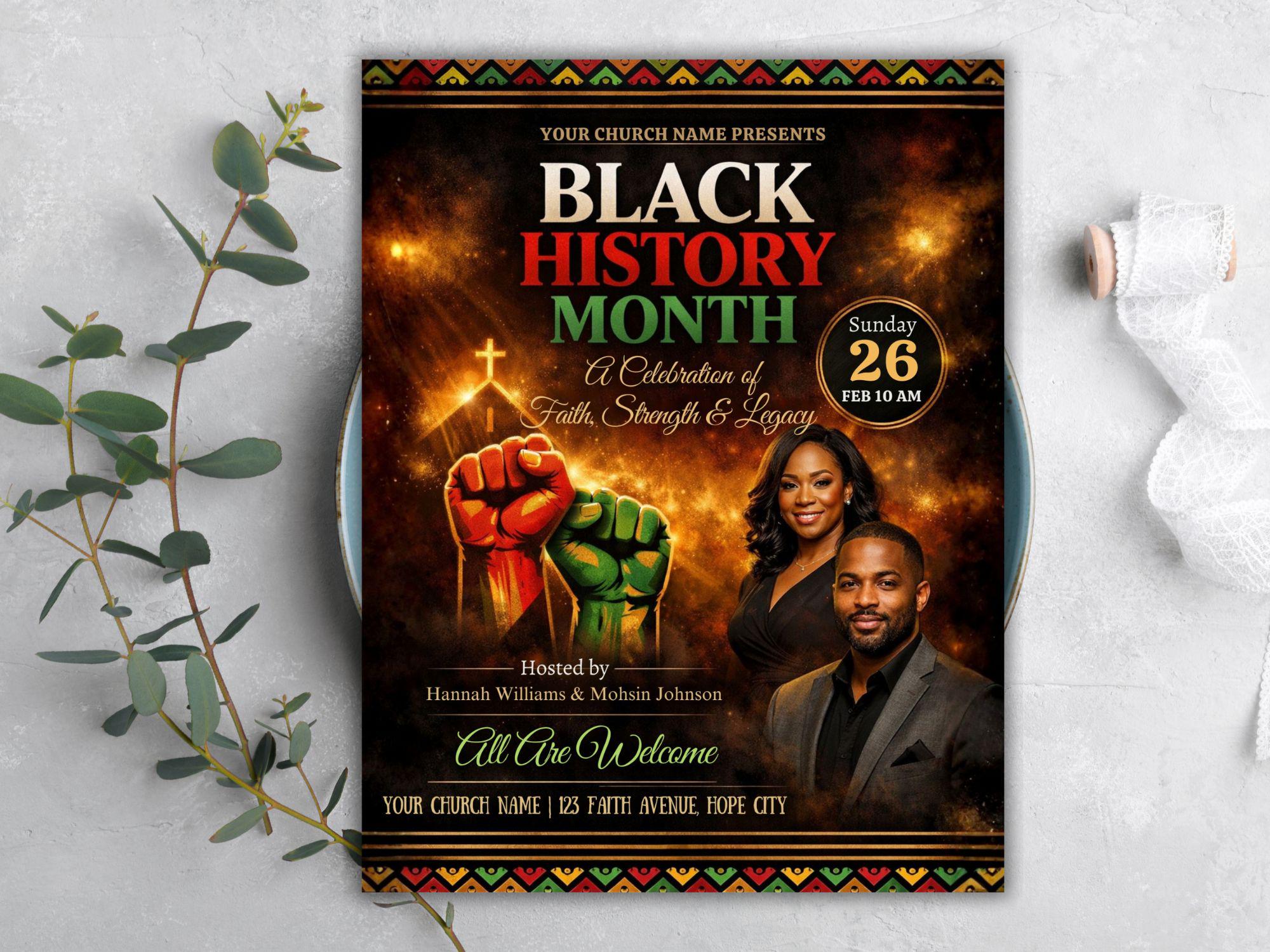 Black History Month Flyer Template: Celebration Event, Church Service ...