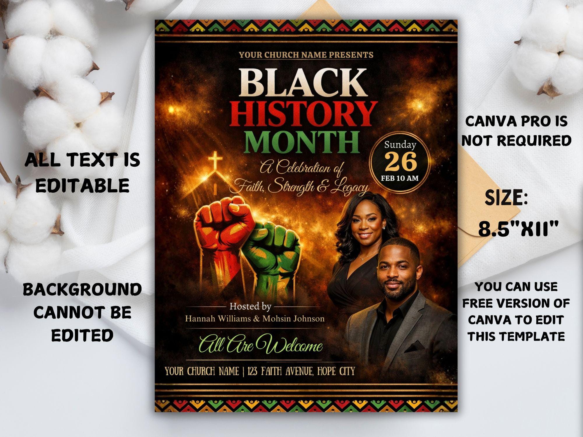 Black History Month Flyer Template: Celebration Event, Church Service ...