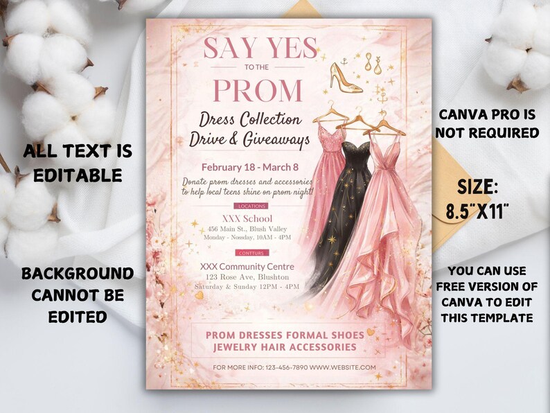 Prom Drive Editable Prom Dress Fundraiser Flyer: Canva Template - Etsy