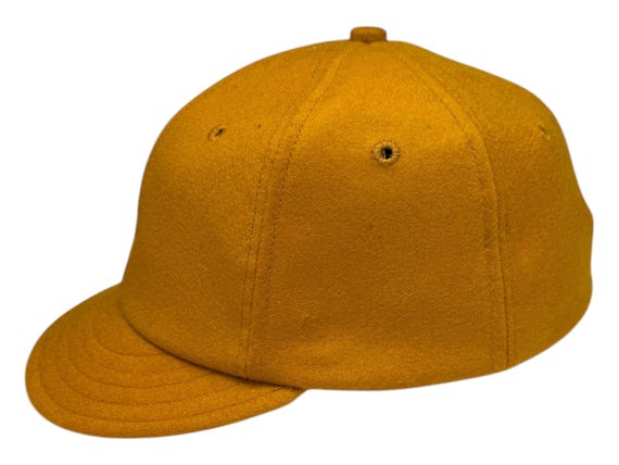 Old Gold luxurious wool 6-panel cap: Crafted from exceptionally soft and warm wool, this cap is available in any size, Custom made to order.