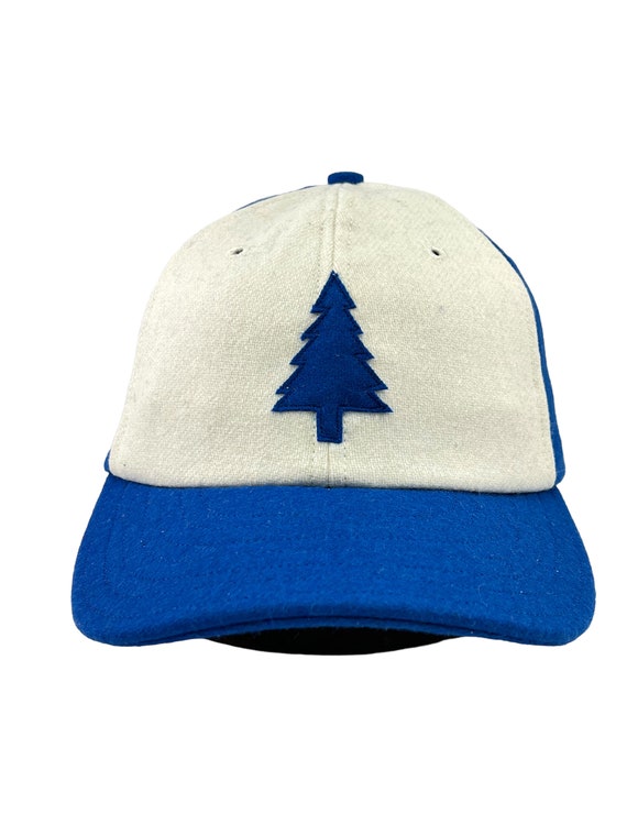Royal Blue and white Felt Pine tree logo on wool flannel cap. Any size, select at checkout.