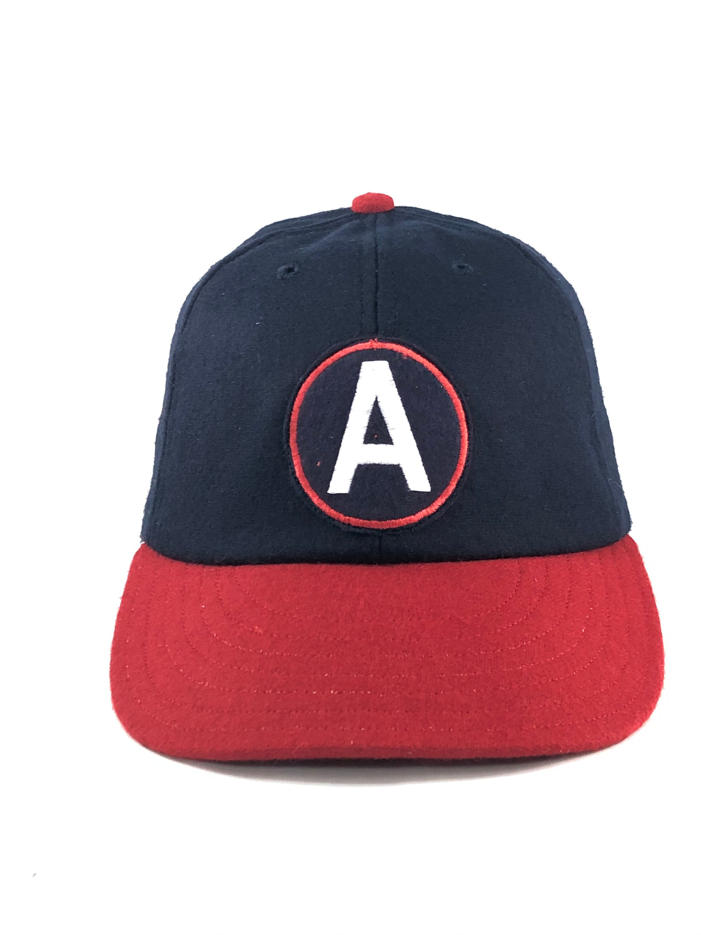 ANY Letter on Felt Letter Patch sewn on navy and red melton wool cap ...