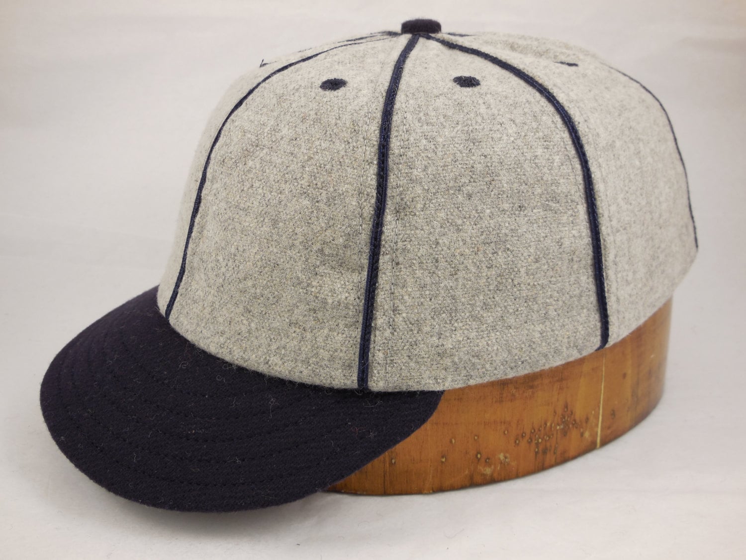 Light Grey Melton Wool 8 Panel Baseball Cap With Navy - Etsy