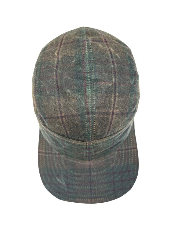 Plaid woven waxed cotton Quint cap with front pocket. Any size cap, various visor lengths available, select at checkout.