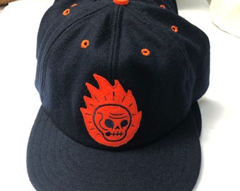 Flaming Skull Felt Patch, Art by Ryan Navy Melton Wool