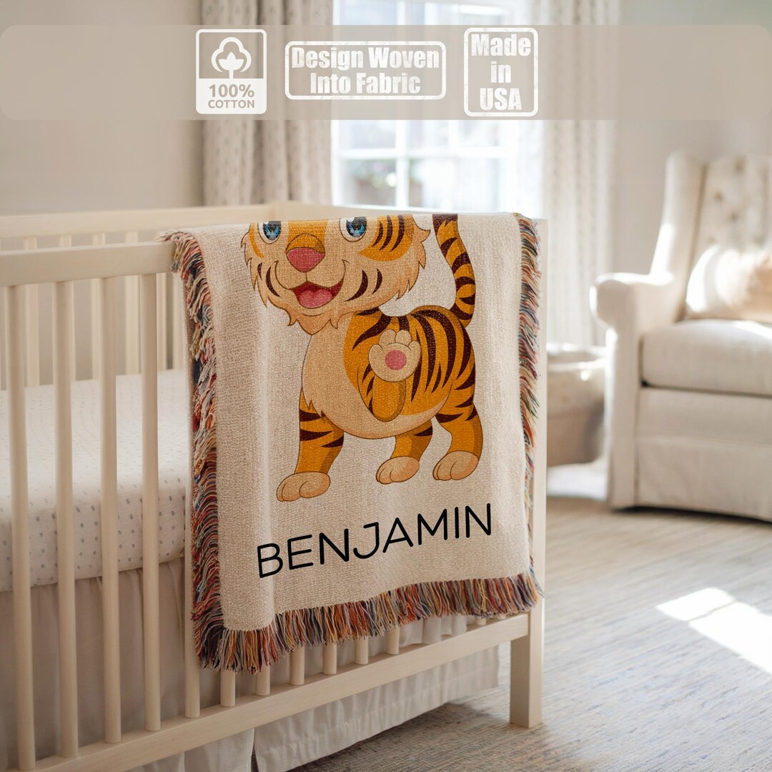 Personalized Tiger Baby Blanket, Jungle Animal Blanket for Boys, Safari ...