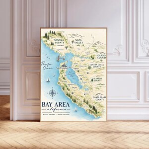 San Francisco Bay Area Map Print - City Travel Map Wall Art - Digital Cartography Poster
