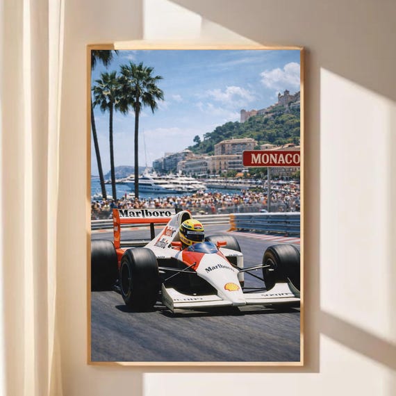 F1 Wall Art Print Digital Download - Palm Tree Auto Racing Poster - Retro Motorsport PNG PDF JPG Wall Decor