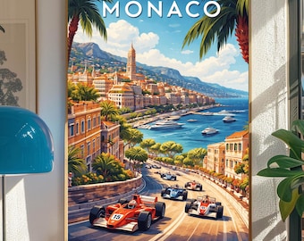 F1 Monaco Street Race Wall Art - Mediterranean Sea View Motorsport Poster - Formula 1 Digital Art