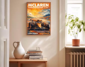 Digital Download McLaren F1 Poster - Oscar Piastri Orange Wall Art - Formula One Car Print
