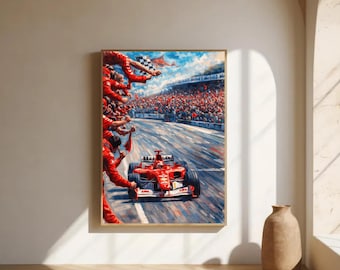 Michael Schumacher F1 Poster - Ferrari Racing Digital Wall Art - Formula One Motorsport Fan Gift