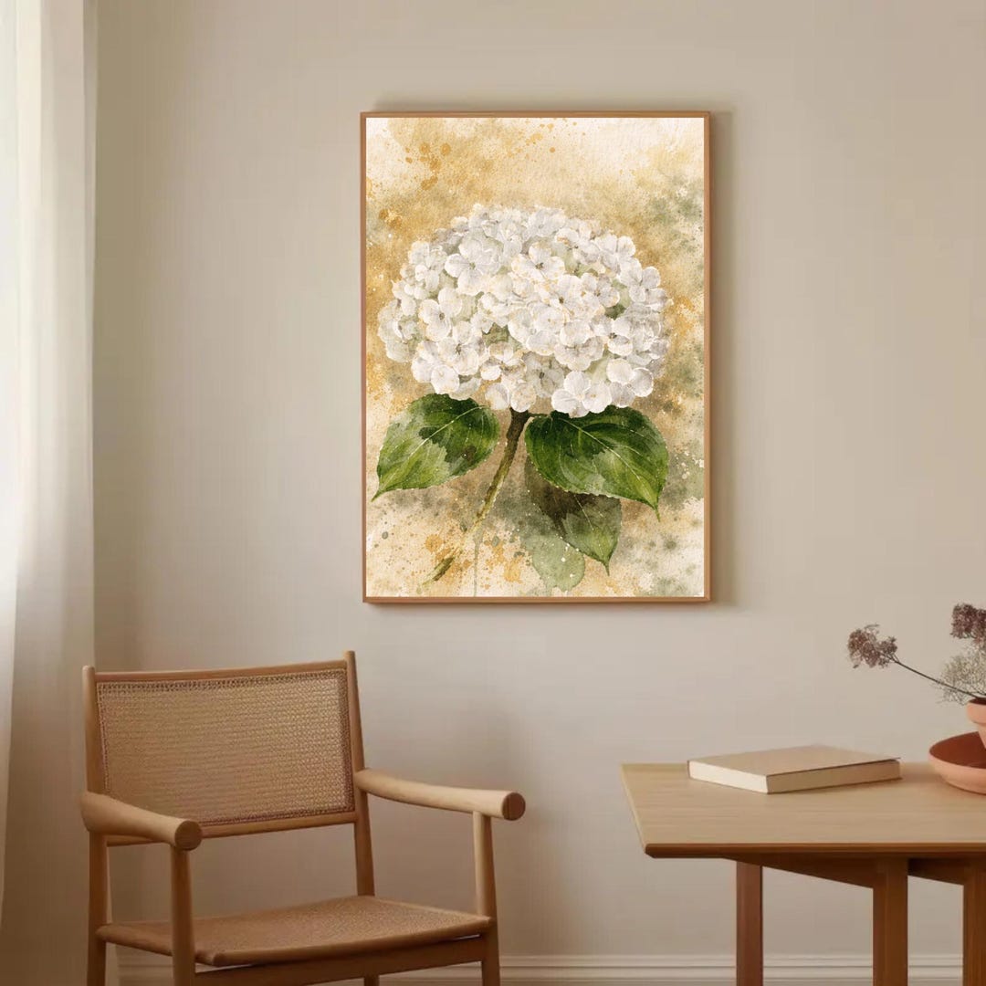 Original White Hydrangea Wall Art - Digital Download Floral Print ...