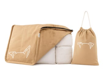 Portable Dog Bed Cover for Travel, Washable & Easy to Carry | Fill with Pillows or Towels | Hotel Friendly Comfort for Anxious Dogs