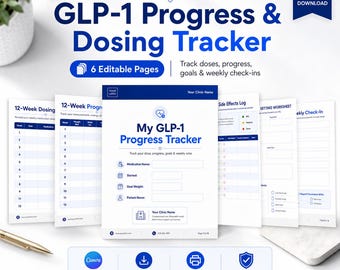 GLP1 Gewichtsverlust-Tracker zum Ausdrucken, GLP-1-Injektionstracker, Dosierungslog, Semaglutid-Tracker, Tirzepatid-Tracker