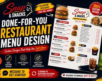 Restaurant Menu Design, Menu Cover, Cafe Menu Board, Food Truck Menu, Custom Bar Menu, Print Ready, 48 Hours Delivery