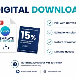 Weight Loss Clinic Instagram Templates, 60 Editable Canva Posts & Stories, Medical Weight Loss Program Marketing Kit, Patient Content image 7