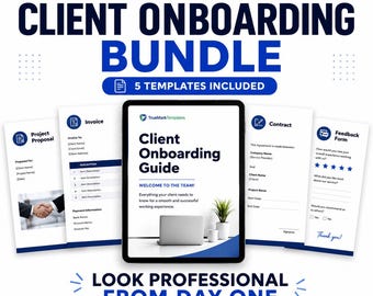 Paquete de plantillas de incorporación de clientes de Canva / Kit para freelancers con paquete de bienvenida, factura, propuesta y contrato.