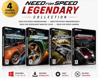 Need for Speed Legendary Collection PC — Underground 1 & 2, Most Wanted, Carbon | Digital Download, Vintage Racing Bundle