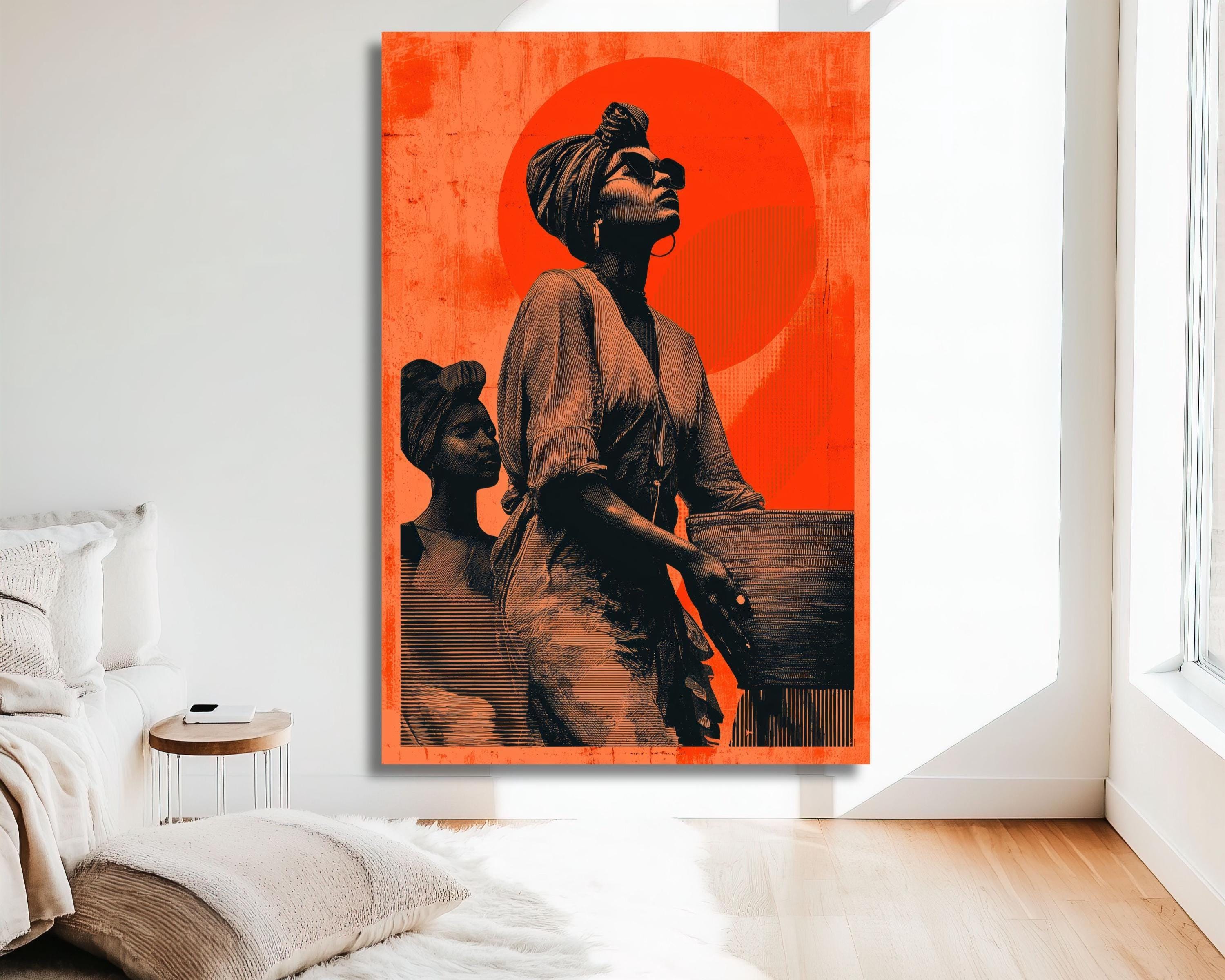 GEMMII Quadro Olio Su Tela Donna Nera Africana Dipinto di Arte Etnica Poster per la Decorazione del Soggiorno Dipinti Murali per La Casa Foto 20x30cmx3 Senza Cornice