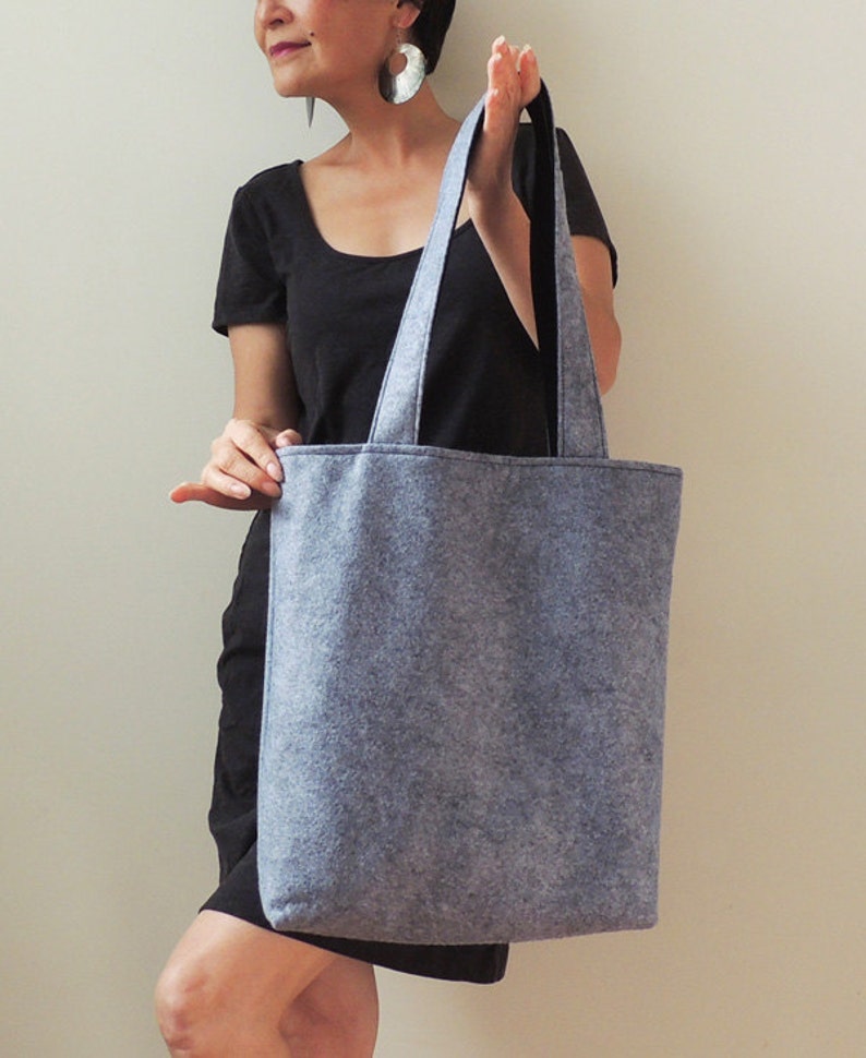 New York Tote Bag Grey Wool Felt Tote Bag