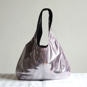 ETSY's Pick Metallic Pink Hobo Tote Bag Spring Pink Fashion New York Fashion Hobo Tote Bag Unique Pink Convenience bag image 1