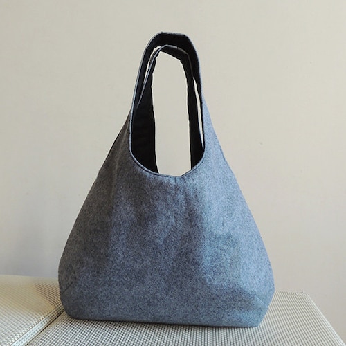 Gray Wool Felt Hobo Tote Bag New York Hobo Tote Bag Etsy
